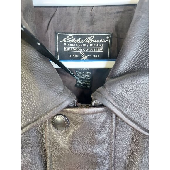 Eddie Bauer Men's Leather Jacket L Brown Genuine Leather Distressed - Picture 4 of 16